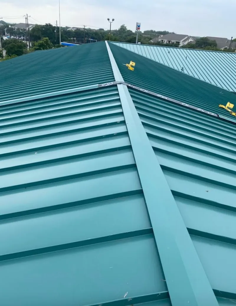 Green commercial metal roof ridge and valley for Metal Roof Repair in Fort Meade